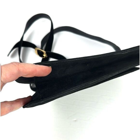 Salvatore Ferragamo Black Suede Purse Shoulder Bag Clutch Vintage Italy - Picture 6 of 14